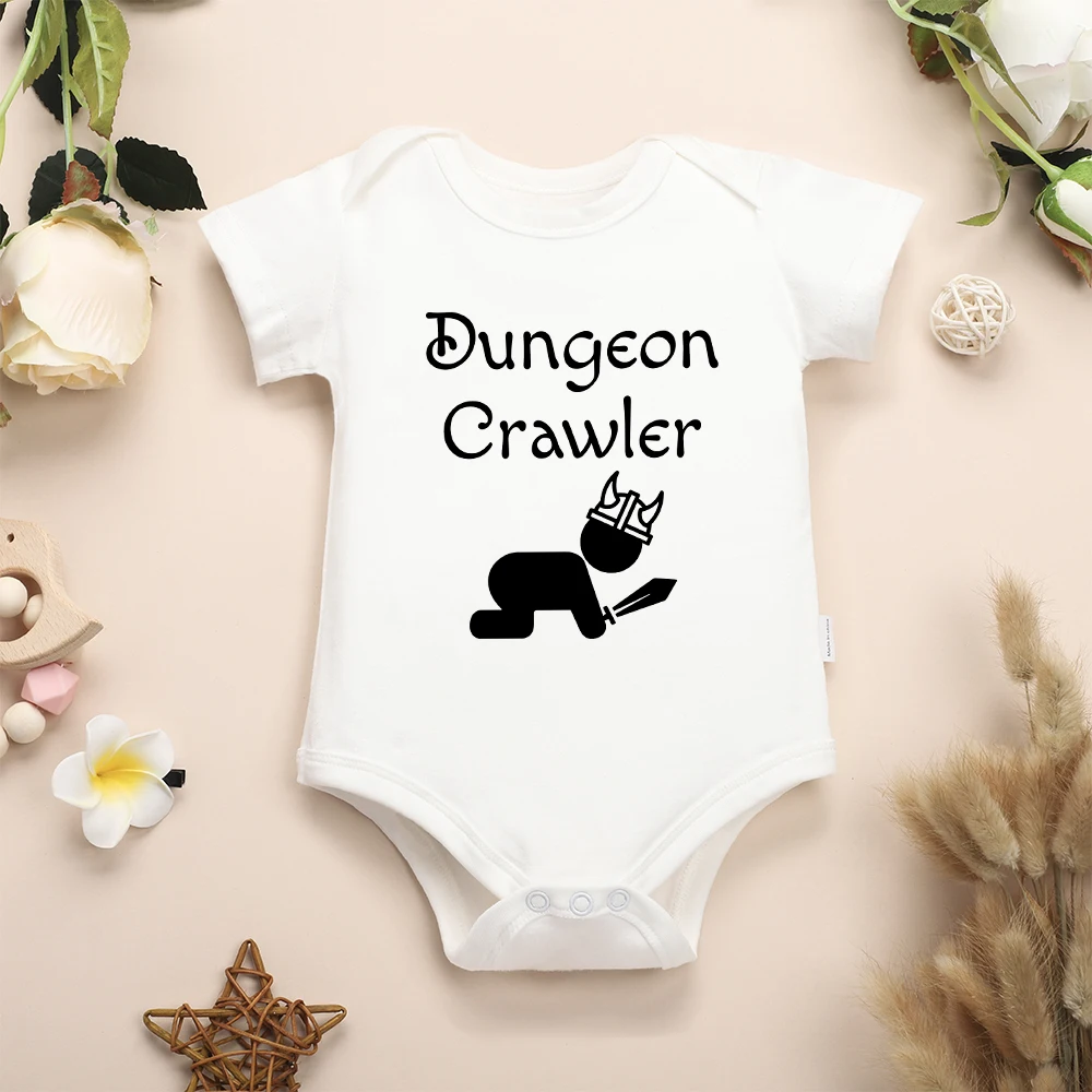 Dungeon Crawler Funny Cute Baby Boy Clothes Onesie Fashion Trend Home Casual Newborn Romper Cotton High Quality Infant Outfits