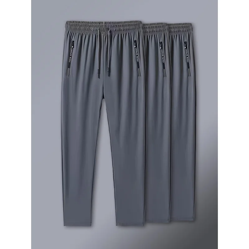 3-PCS Sports Pants Hiking Pants Summer Men's Ice Silk Pants Gym Elastic Quick Drying Jogging Pants Unisex Couple Sports Pants