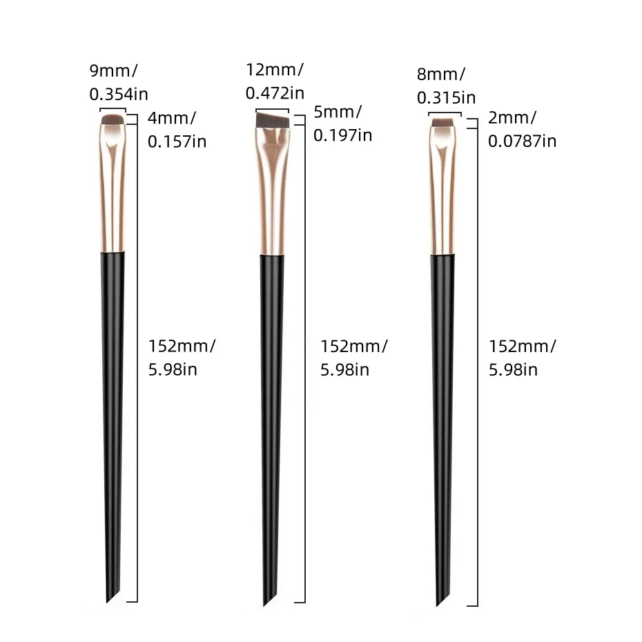 Ensemble de pinceaux de maquillage pour les yeux, eyeliner, fard à barrage, fard à barrage, fard à barrage, précision ultra fine, pinceau à angle fin, outil de maquillage, 3 pièces