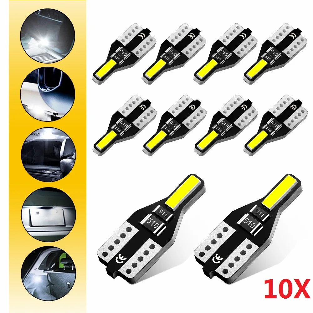 AUXITO 10/2szt Oświetlenie wnętrza samochodu T10 168 2825 194 Żarówka LED W5W 501 5W5 Lampa samochodowa LED do Golfa 4 7 Bmw E39 Toyota Passat Peugeot