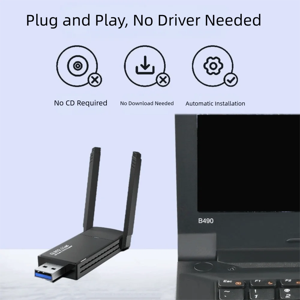Kartu Jaringan Nirkabel 1300M Dual Band 2.4G/5GHz PCIE Adaptor WiFi Drive Adaptor Wifi USB Berputar Gratis untuk Komputer/Ponsel/Tablet