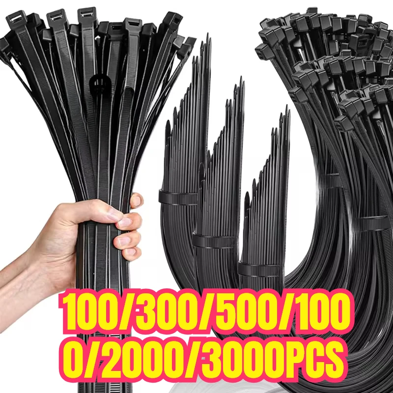 Fascette stringicavo in nylon in plastica da 1 a 500 pezzi all'ingrosso, fermacavi autobloccanti regolabili, anelli di fissaggio per cavi, fascette stringicavo per casa e ufficio
