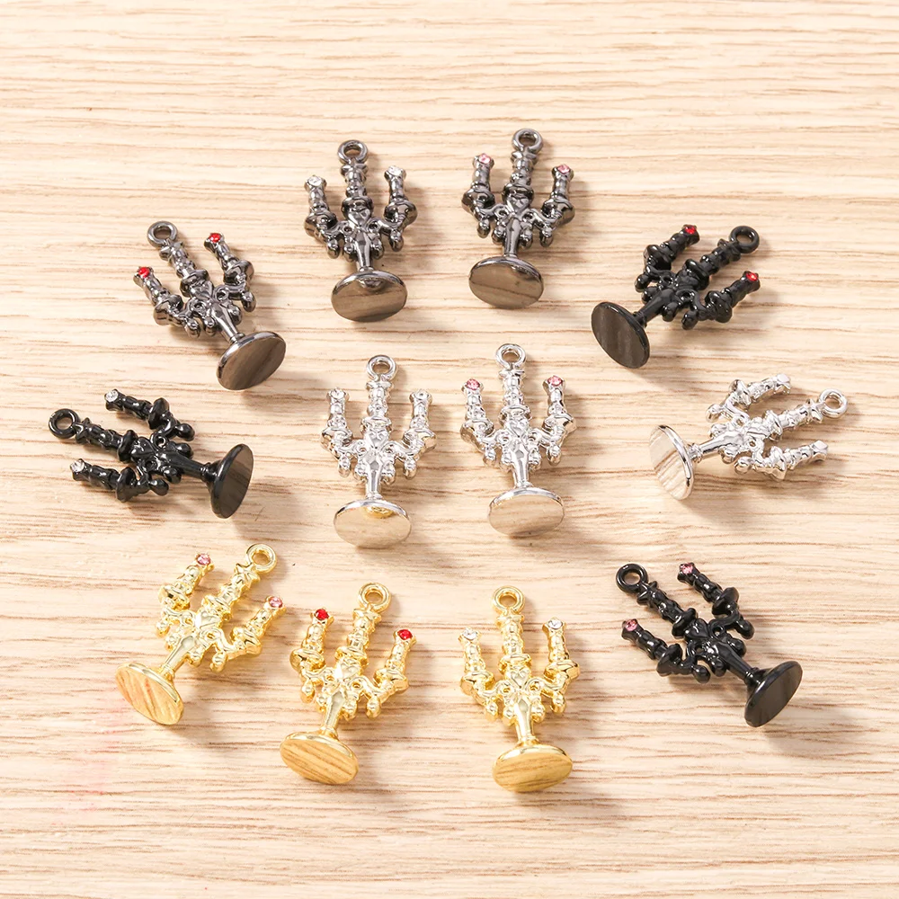Tusember 5 Stück 13x23mm Legierungs-Kerzenständer-Anhänger Menora-Anhänger für Schmuckherstellung Halsketten Ohrringe DIY Handgemachte Bastelarbeiten – Detail 2