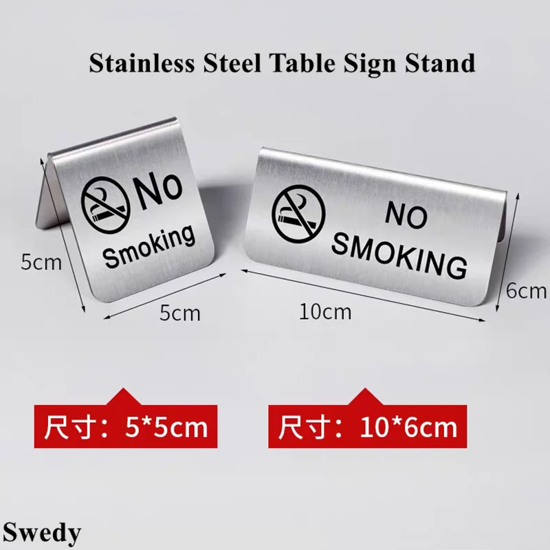 10 PCS Stainless Steel Restaurant No-Smoking Sign Indicator Stand Wedding Reserved Seating Signs Table Number Place Card Holder