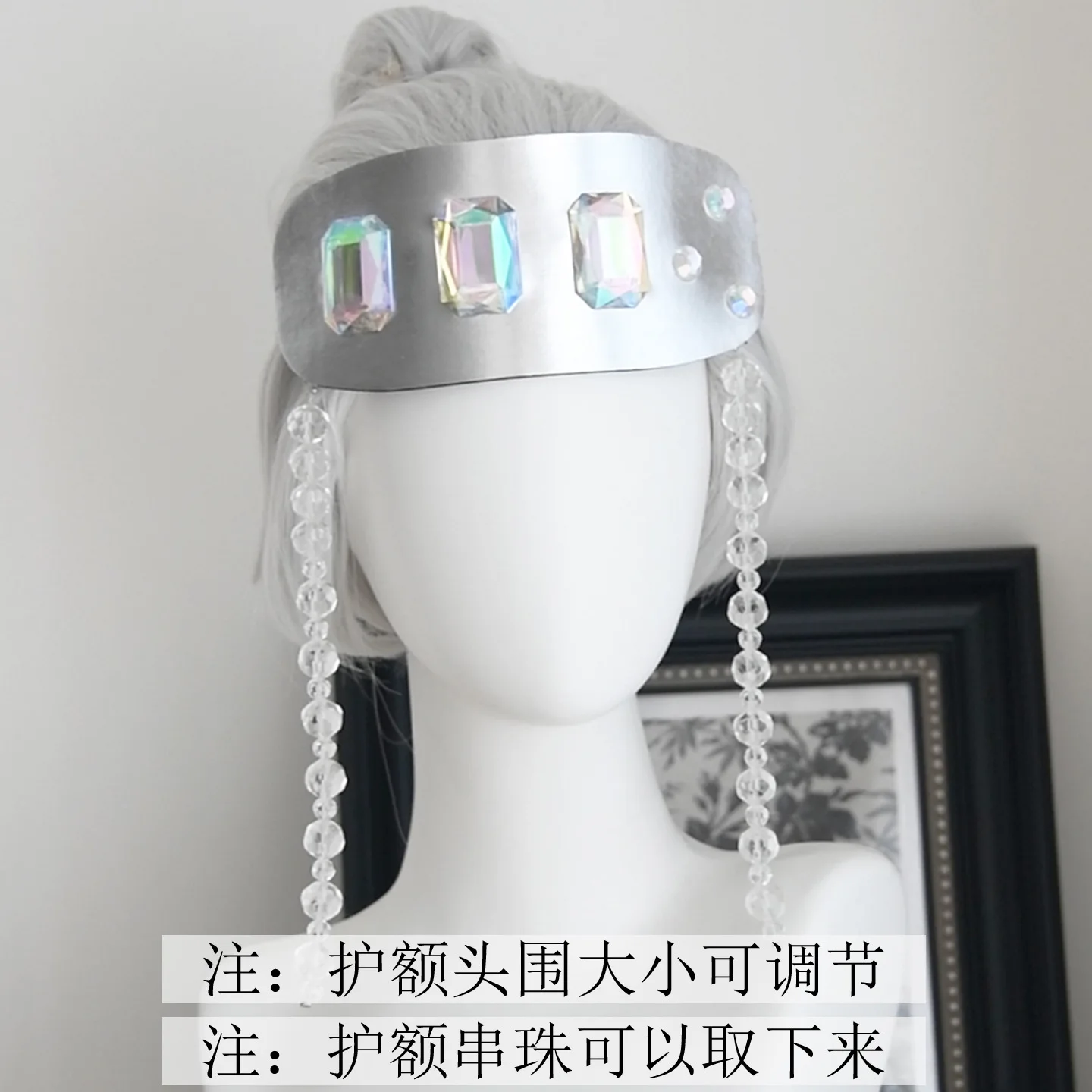 Comic Uzui Tengen cosplay wig and headpiece role play coser synthetic hair head wear docorations nails pasters eye patch