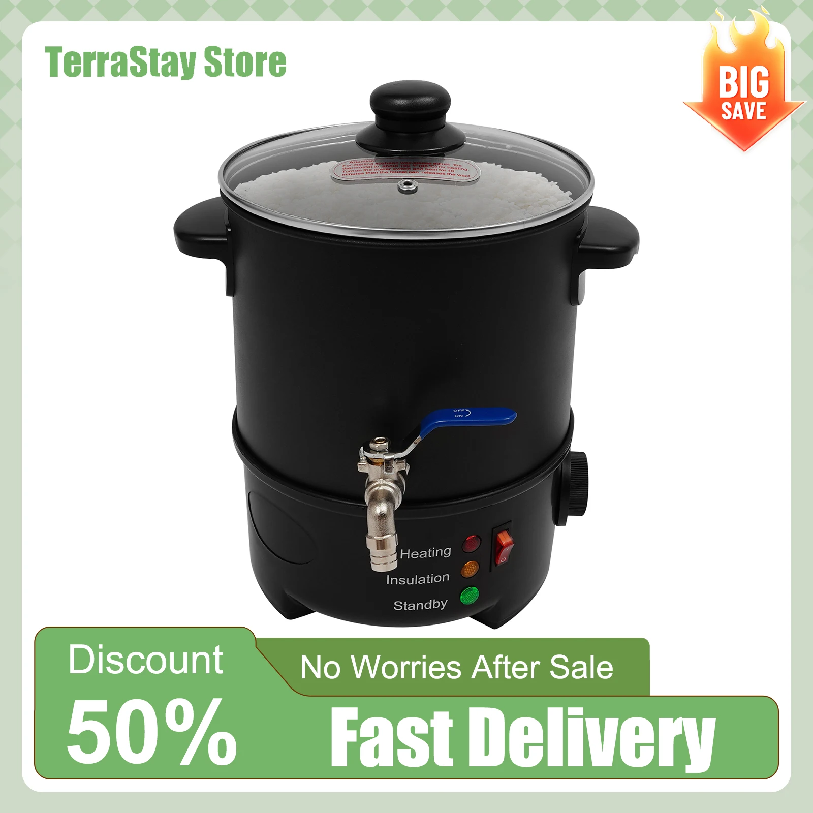 

600W 4L 120V Electric Wax Melter Pot Digital Temperature Control for Melting Soy Wax Paraffin Beeswax Candle Making Machine