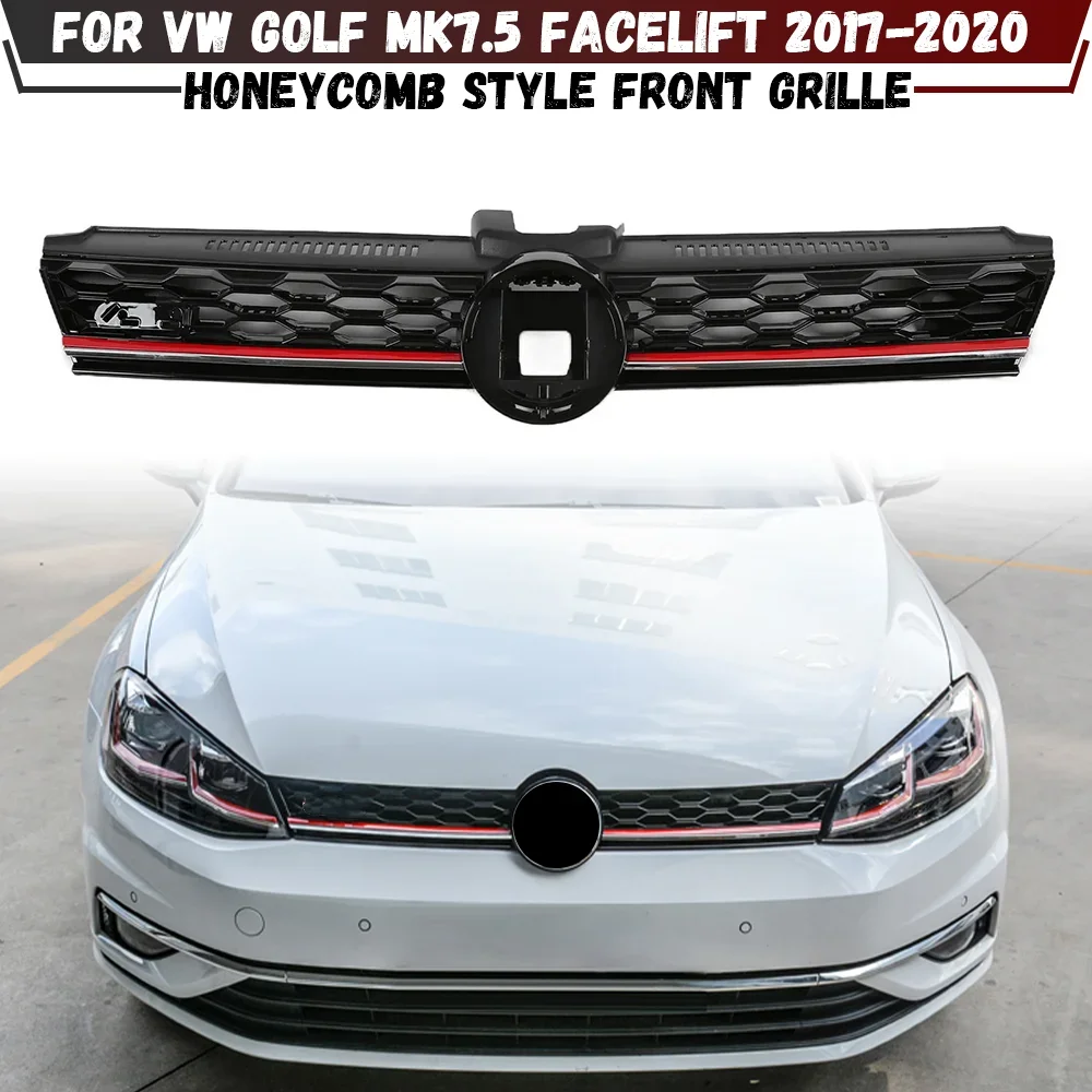 Front Bumper Centre Grille For Volkswagen VW Golf MK7.5 Facelift 2017 2018 2019 2020 Honeycomb Mesh Front Racing Grills