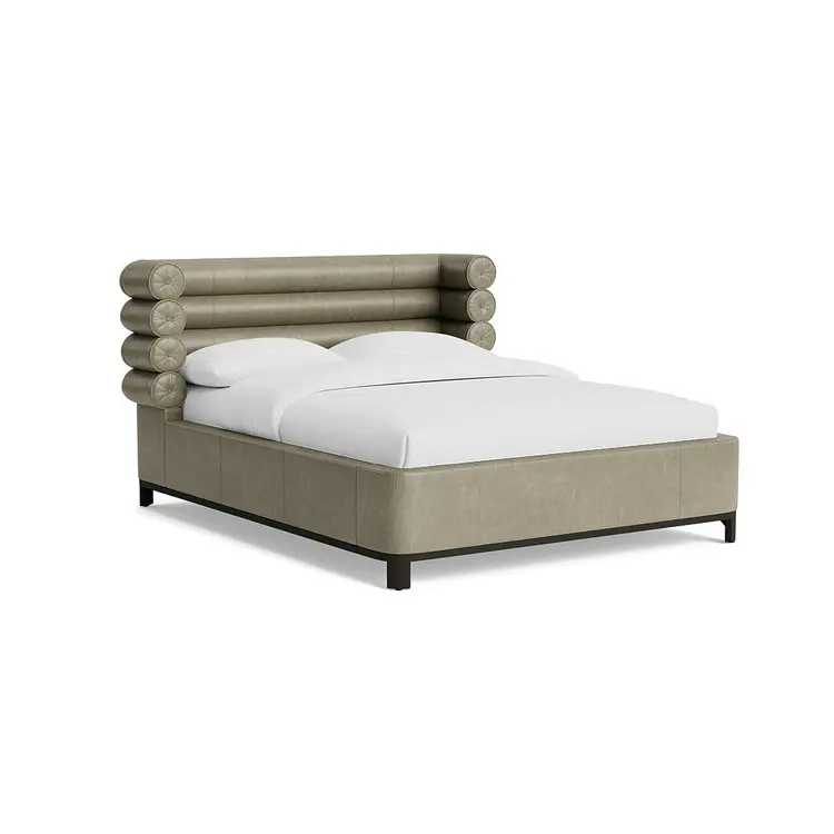 

✗X American Fabric Queen Size Bed Loft Frame king Round Wooden Beds Biscuit Tufted Performance Velvet Japanese Platform Beds&