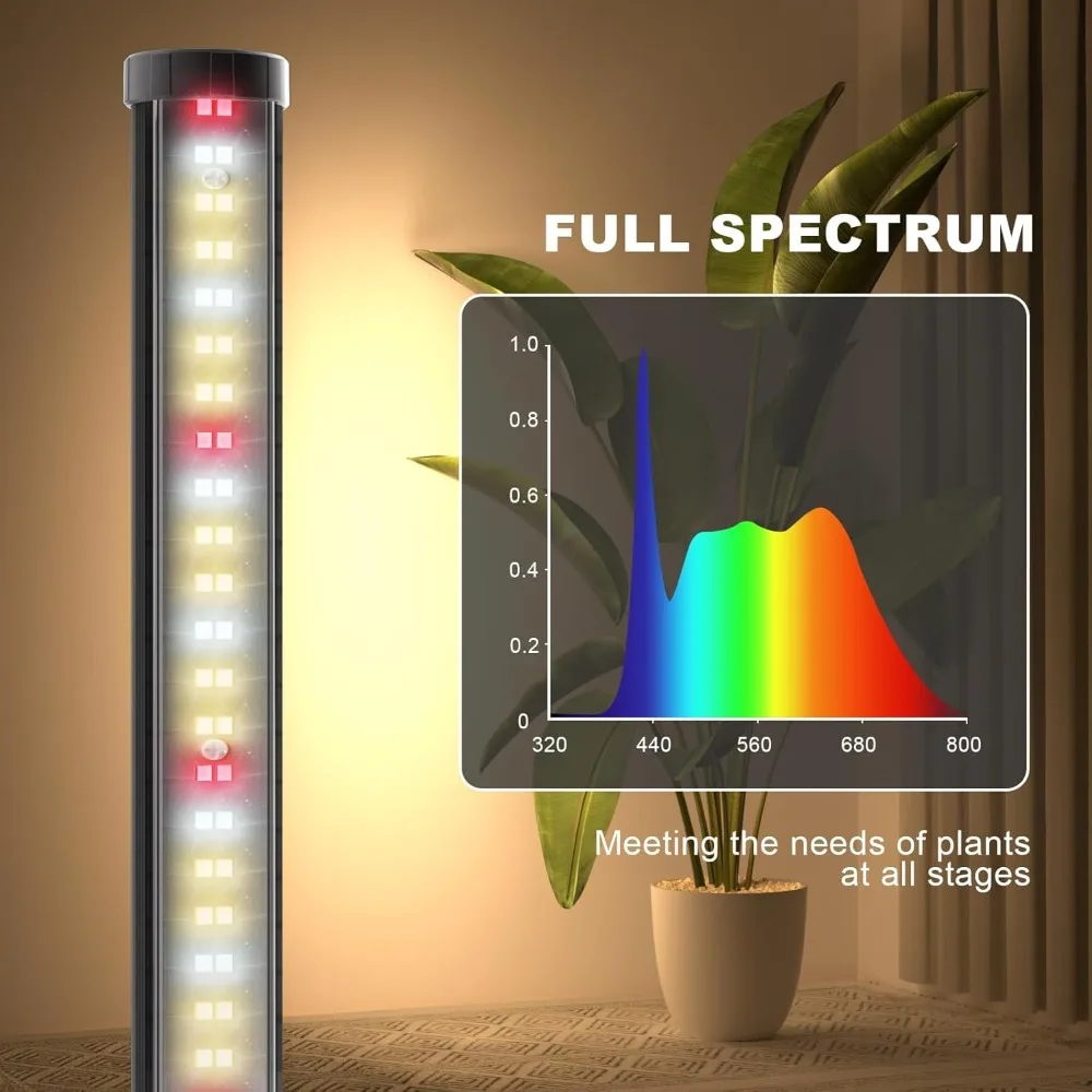 LED Grow Light for Indoor Plants: 50 Inch Full Spectrum Plant Lights for Seed Starting with Timer and 10 Level Dimmable Standing