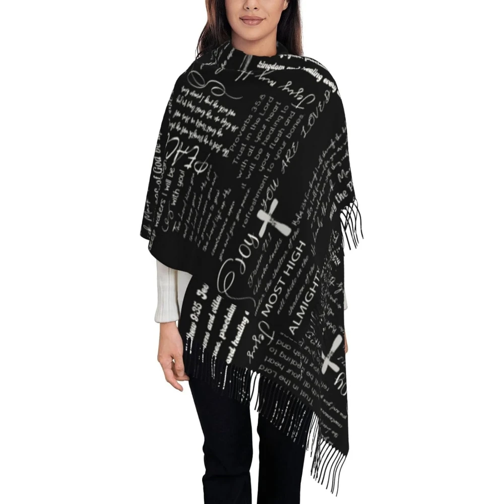Prayer Shawl Christian Wrap Scarf Prayer Shawls for Women Cold Warm Cashmere Scarf Soft Tassel Scarf One Size