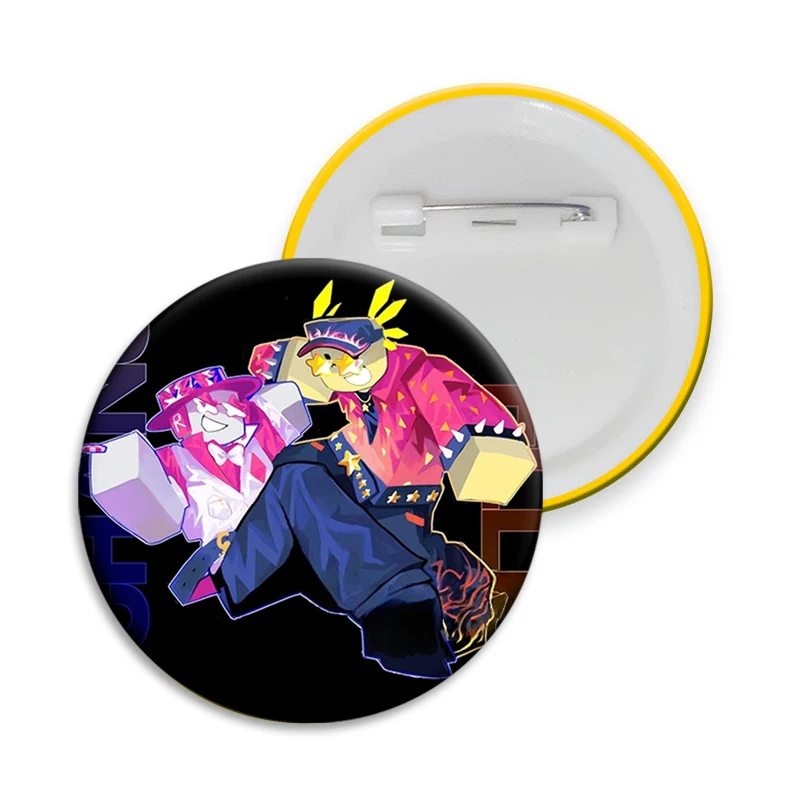 Anime Mafioso Chance Shedletsky Tinplate Badge Snap Button Pins Forsaken Game Creative Funny Meme Brooches for Bag Clothes Decor