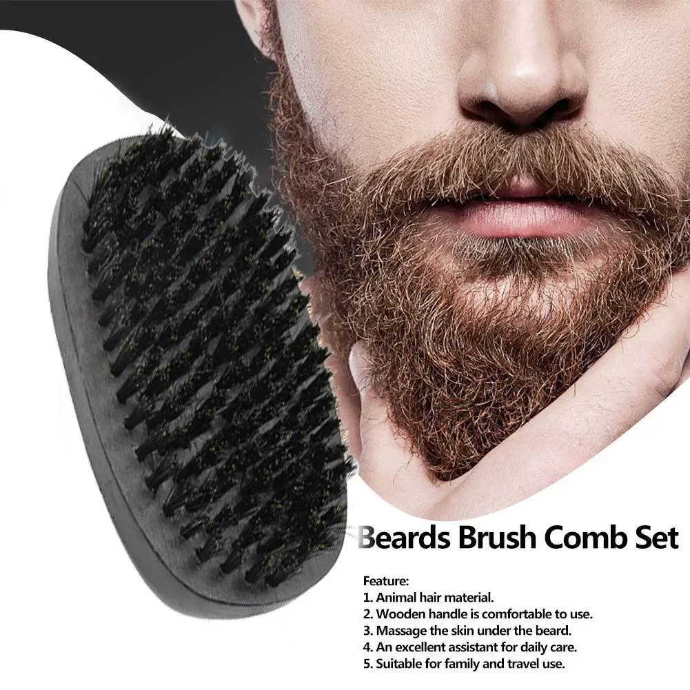 1pcs Boar Bristle Hair Beard Brush Comb for Men Small Soft Beard Brush Pocket Travel Men\'s Wooden Mustache Brush Salon Supplies