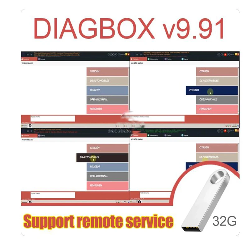 Latest Diagbox V9.91 Car repair diagnosis software Multi-language Fully working For Peugeot For Citroen Diagnostic Vm Version