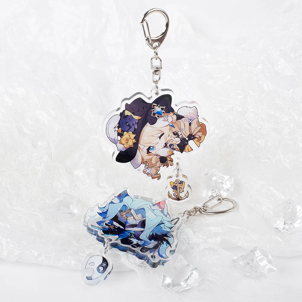 New Genshin Impact Arlecchino Neuvillette Clorinde Pendant Keychain Cute Cartoon Anime  Key Ring Game Cosplay Prop Badge Gift