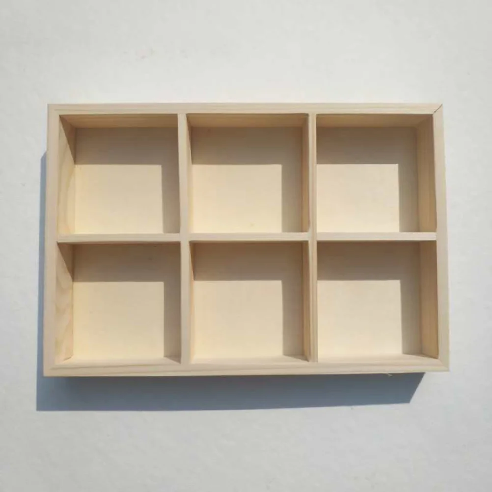 

Pine Storage Box 6-grid Compartment 16x24x8cm Wooden Pigment Container Crayon Box Painting Tool Case Watercolor Storage