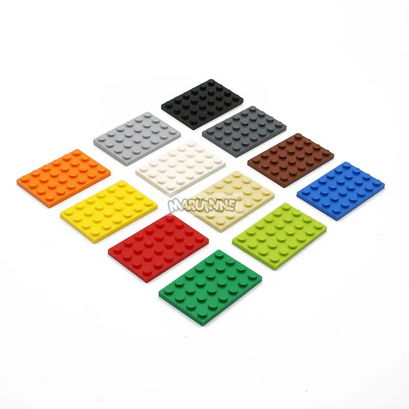 Marumine-Building Blocks Base Plate, MOC Bricks, Peças DIY, Acessórios para Kit de Modelagem Base, Baseplate Clássico, 4x6, 10Pcs, 3032