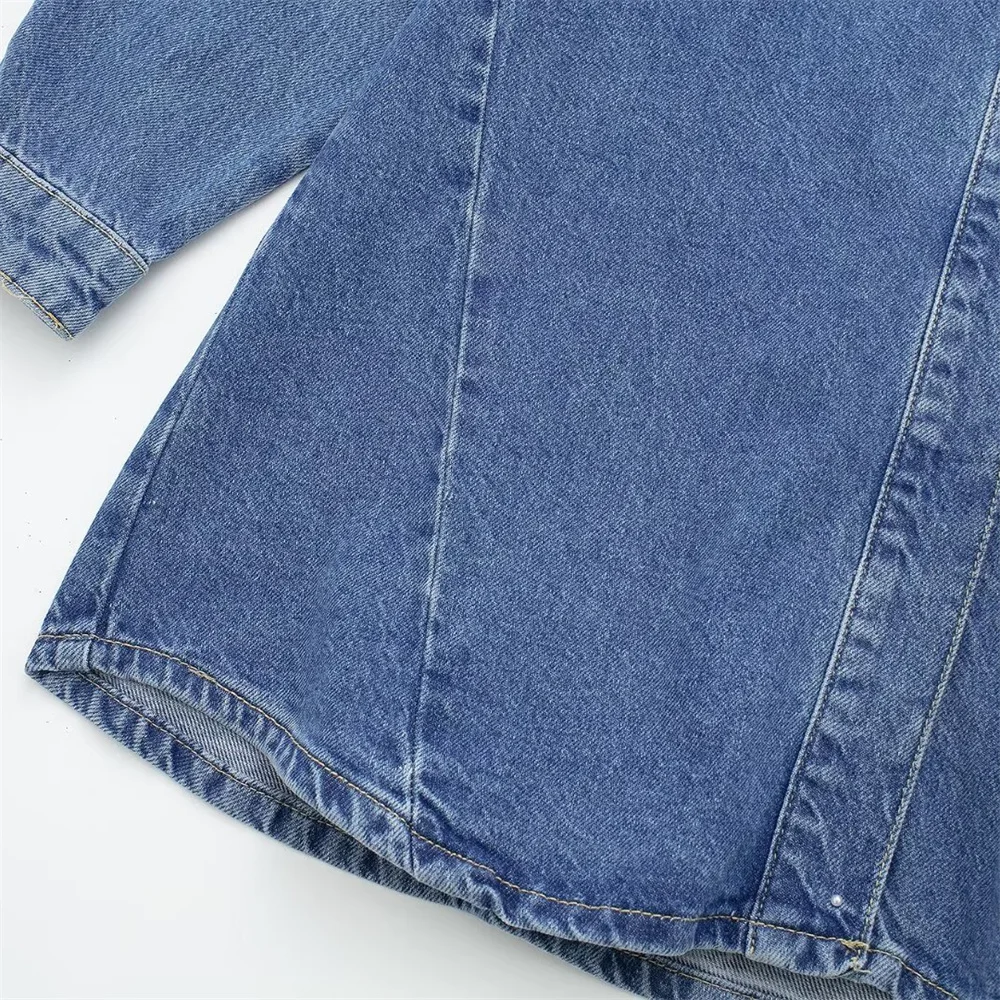 فستان قميص جينز برباط للنساء ، تنورة قصيرة ، فضفاضة ، غير رسمية ، طراز الشارع ، جديد ، الربيع والصيف ، #6