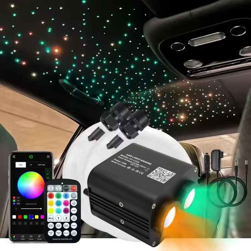 

20W Dual Color RGBW Twinkle LED Fiber Optic Light Starlight Headliner Kit 600Pcs APP Remote Control