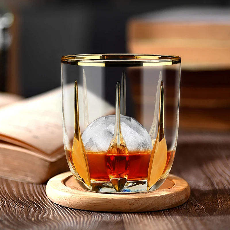 

280ml Creative Phnom Penh beer glass Whiskey Glass XO Brandy glass Gold decorated Family Camping Party Bar Hotel exclusive