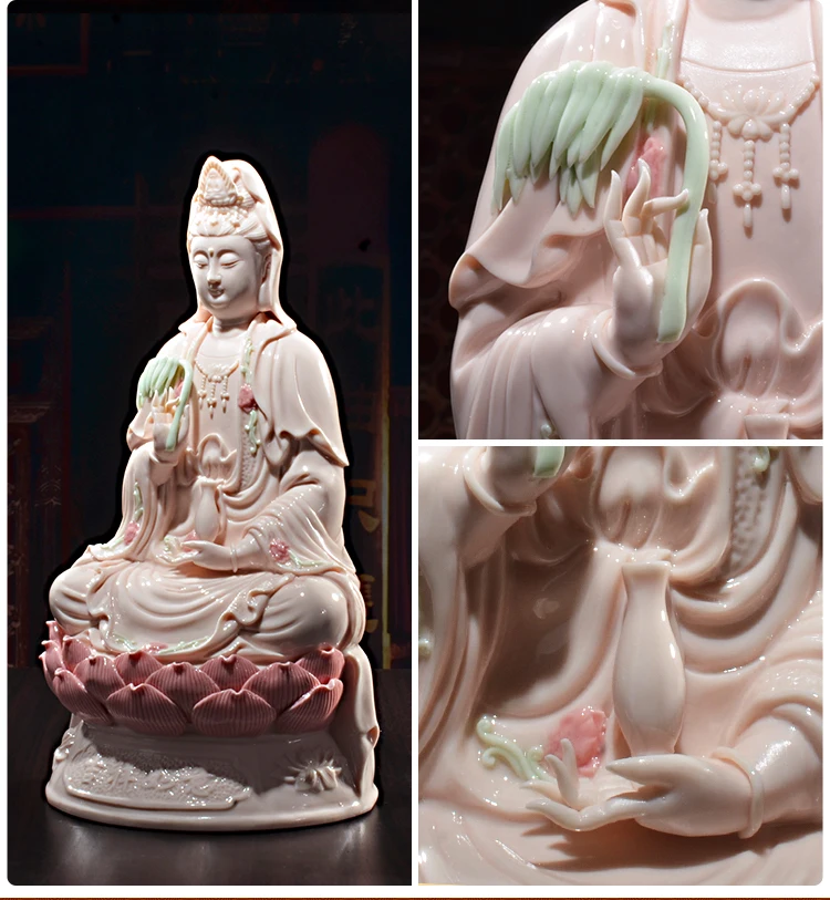 البوذية حماية فعالة عالية الجودة اللون الخزف قوانيين أفالوكيتسفارا بوذا المنزل مزار المذبح فنغ شوي تمثال #4