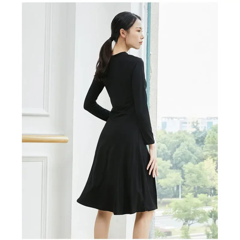 Cosxin Sexy Hem Slit Design Dance Dress for Women Practice Latin Dance Wear Modal Waltz Modern Costumes Adult Training Clothes