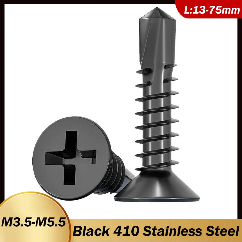 M3.5 M3.9 M4.2~M5.5 410 Stainless Steel Sheet Metal Self-Tapping Screws Cross Flat Head High-Strength Quick Self-Drilling Screw