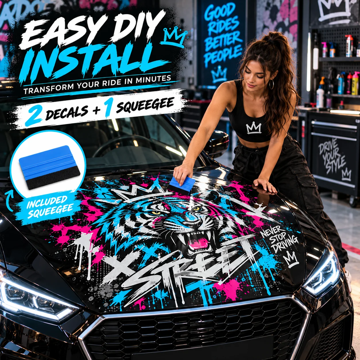 Custom Car Hood Sticker Vinyl - Outdoor Furniture Decor 评论和价格