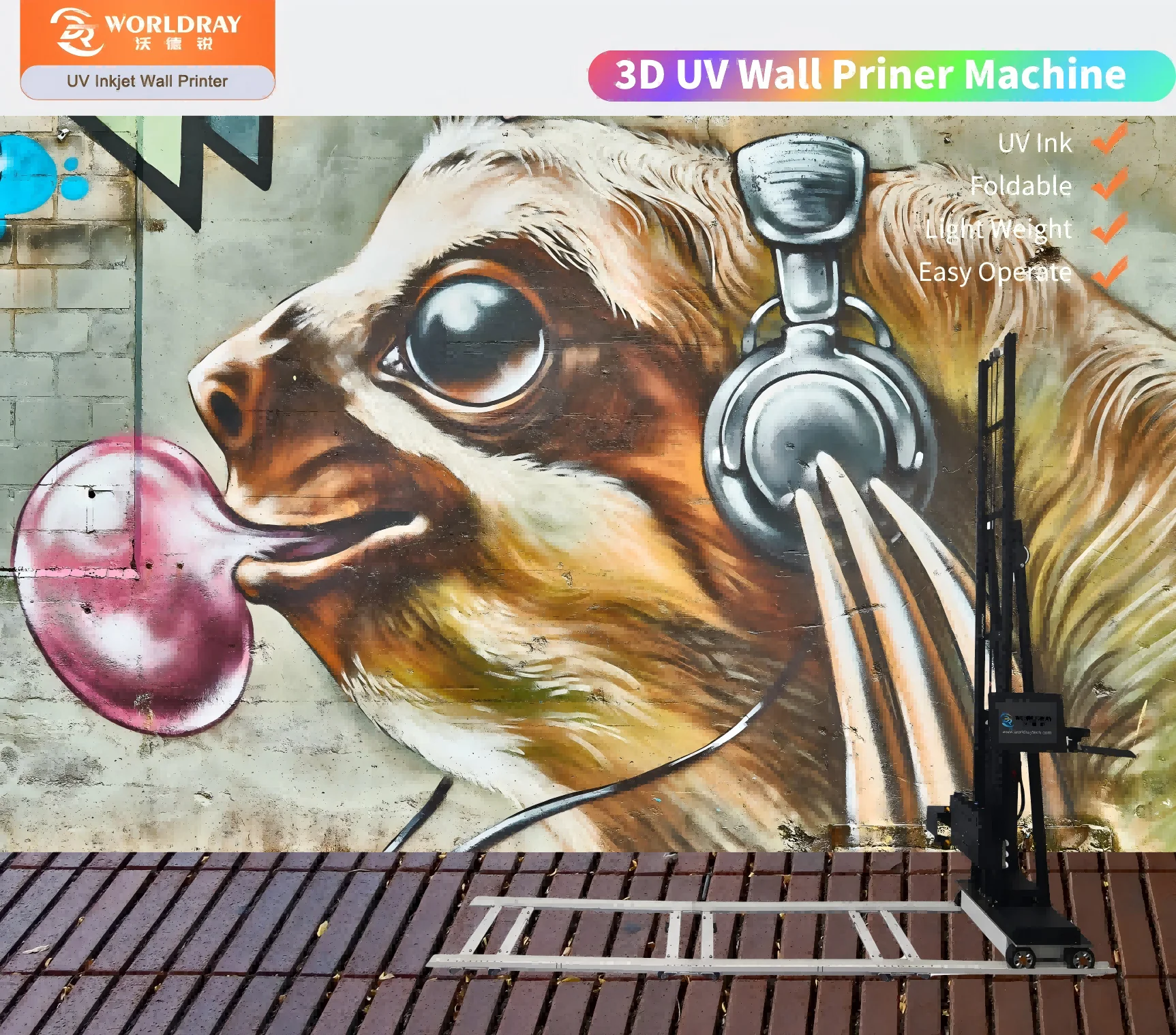 

Настенный принтер Портативная и легкая высокоточная печатная машина WorldRay для офиса и домашних фресок