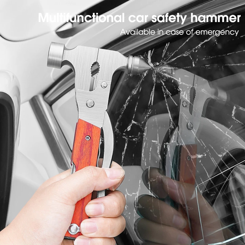 All Metal Car Safety Hammer with Window Breaker and Seatbelt Cutter Multifunctional Emergency Escape Tool for Car