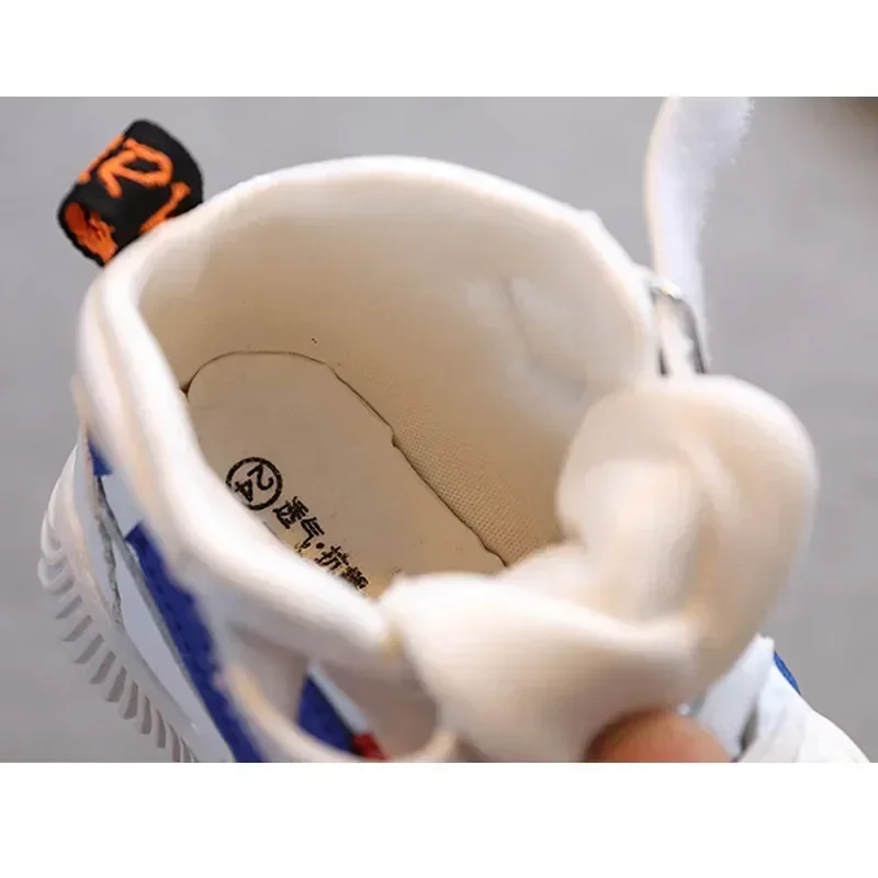 Toddler Sneakers Fashion Kids Shoes For Girls and Boys Autumn Boots PU Leather Baby Outwearing Flats 1-10Y Size 21-30 White