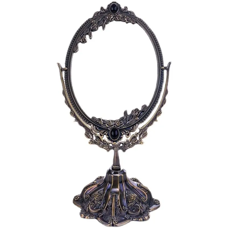 

Настольное двустороннее зеркало принцессы в европейском ретро-стиле для макияжа, настольное зеркало высокой четкости для красоты, свадебное зеркало