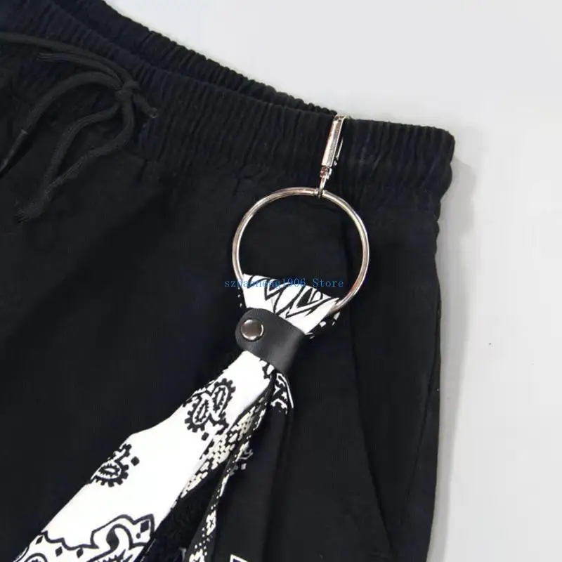 

85LF Unisex Hip Hop Paisley Bandana Kerchief Wallet Chain Rock Punk Ribbon Biker Headscarf Metal Keychain Bags Jeans Pants