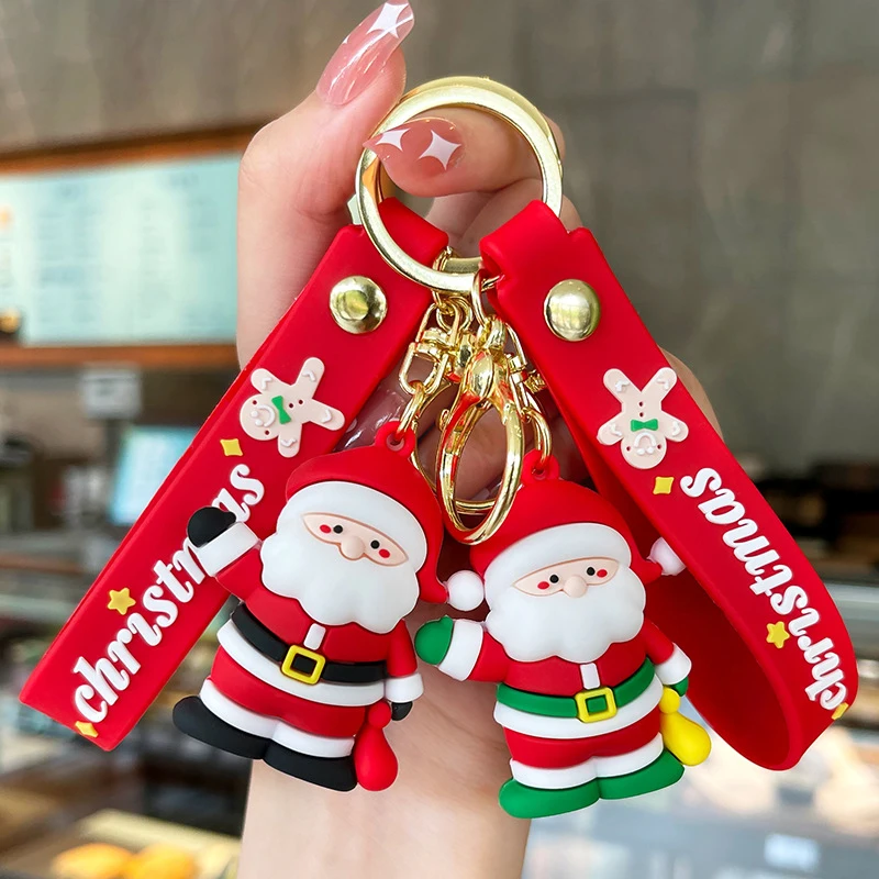 Christmas Gifts Silicone Keychain Christmas Tree Snowman Accessories Pendant Cute Soft Glue Doll Cute Key Rings Jewelry Gifts