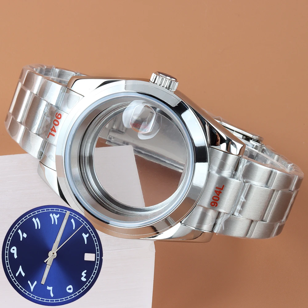 

With 28.5mm NH35 Dial Hands Set 36mm 39mm Watch Case Brushed Oyster Strap Sapphire Glass For Datejust Seiko NH35 NH36 Movement