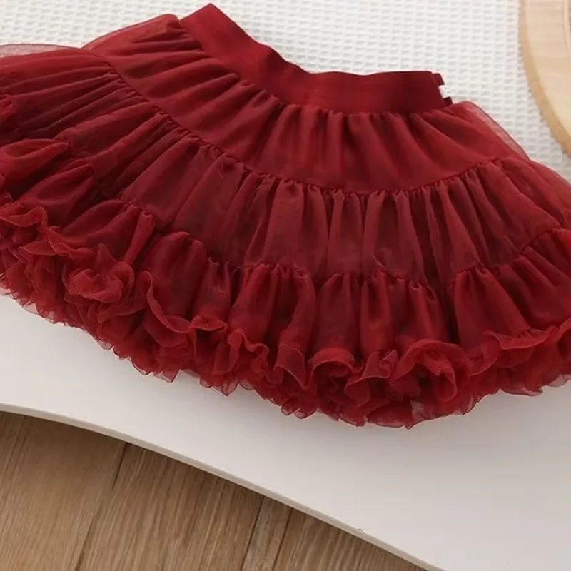 New Autumn Winter 2-6Y Knit Sweater Set Kids Sequin 2 Piece Outfit Pullover Top Tutu Skirt for 90-130cm 5