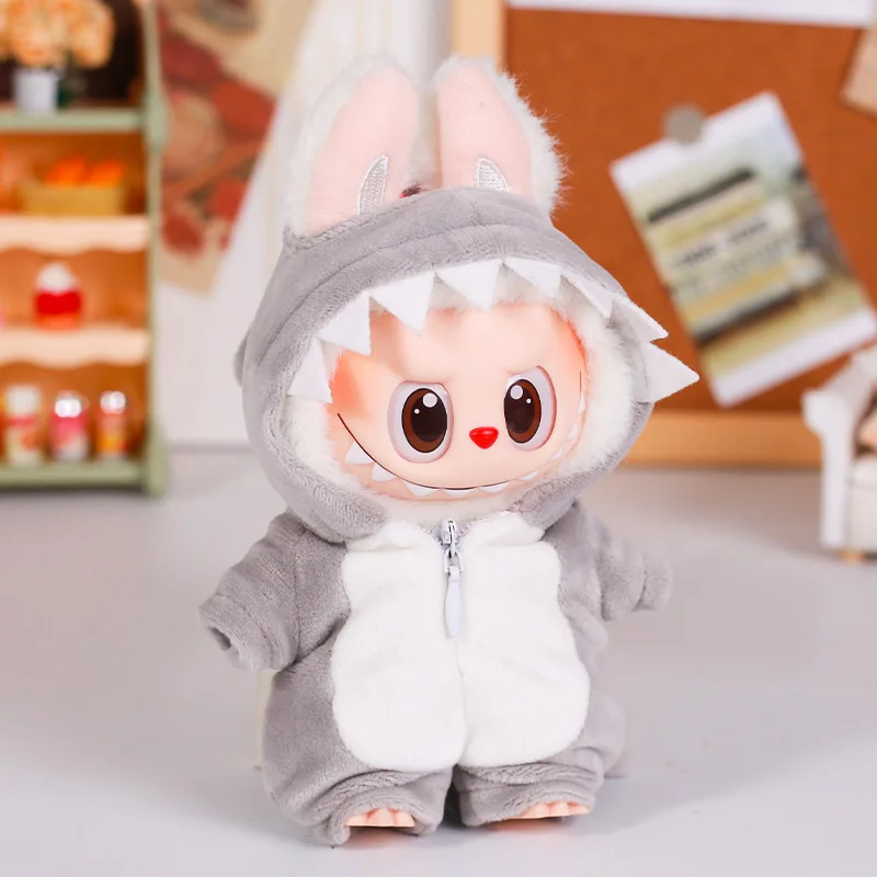 Ropa para Labubu de 15CM, traje para casa con bonito dinosaurio, mono con capucha, accesorios, ropa para muñecas, sin muñeca
