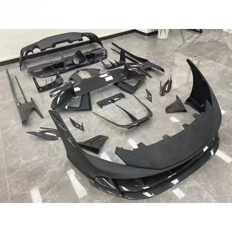 Prime Dry Carbon Fiber Front Lip Diffuser Side Skirts Rear Spoiler Body Kit