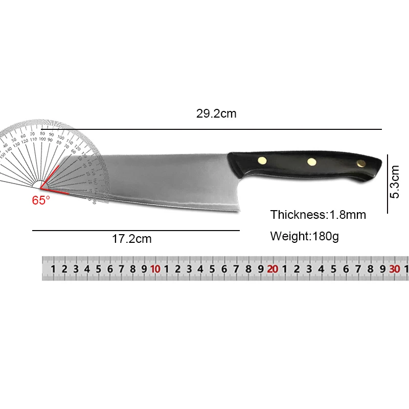 Full Tang Japanese Triple Steel Kiritsuke Knife Meat Cleaver Slicing Sushi Knife Professional Kitchen Chef Knife