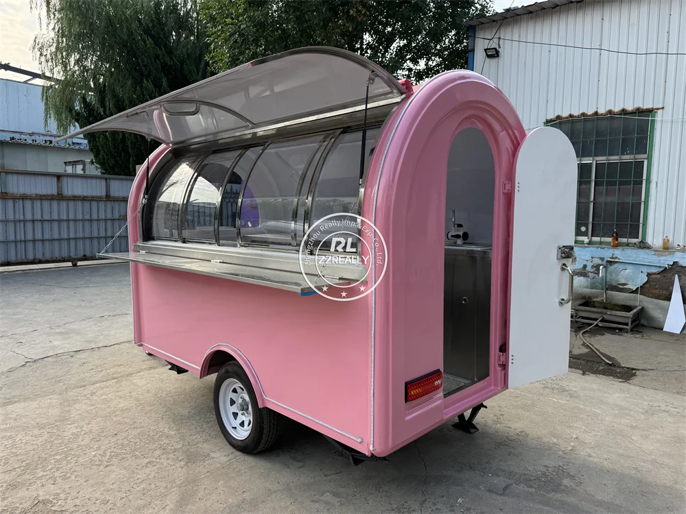 

Concession Food Trailer Mobile Ice Cream Cart Fully Equipped Outdoor Coffee Cart Fast Food Truck Mobile Kitchen