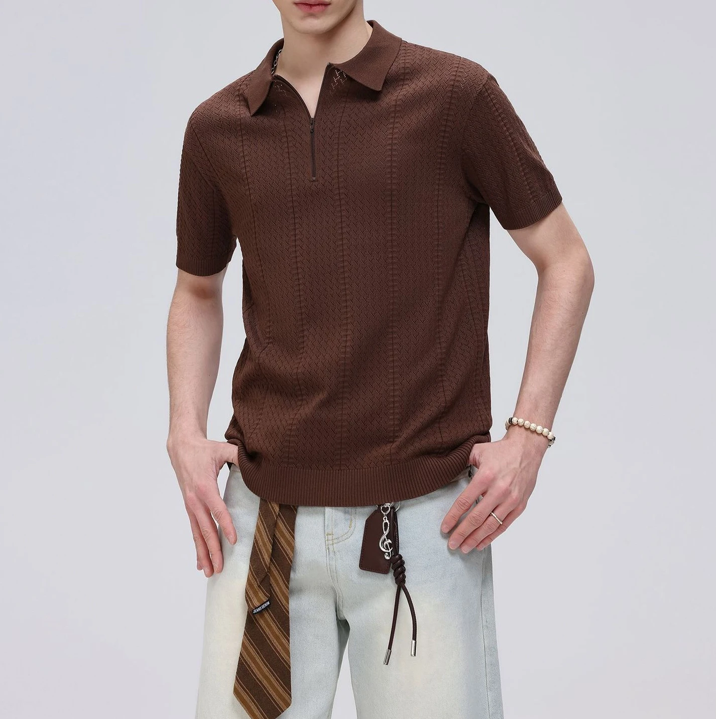 Summer New Old Money Short-sleeved Men's Casual Business Polo Shirt Slim Fit Breathable Lapel