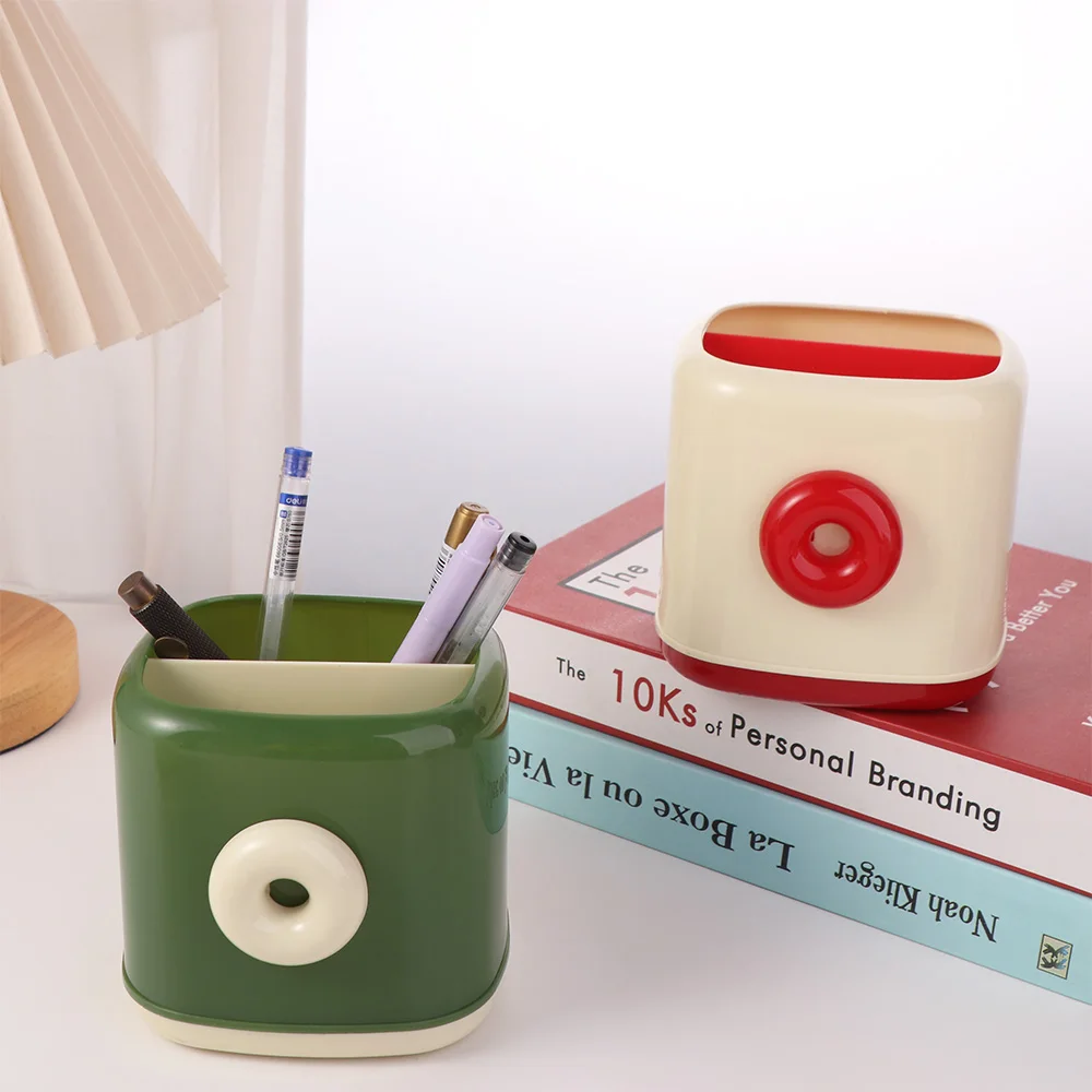 Interesting Student Pen Holder Multi-function Makeup Brush Pencil Storage Box Tabletop Storage Plastic Stationery Organizer