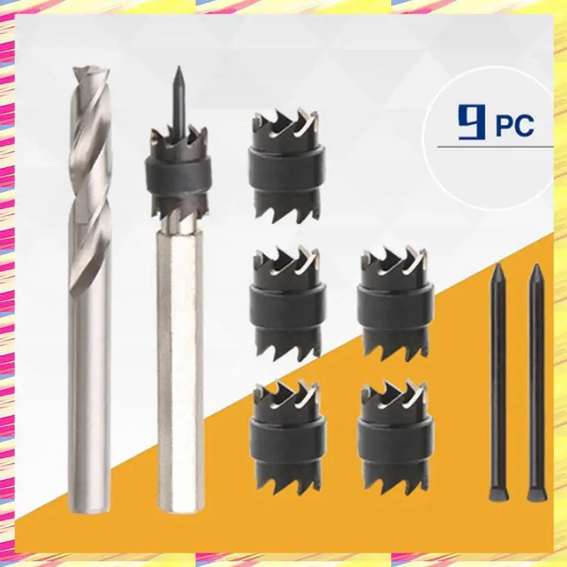 

ABJJ 9 PCS Welding Spot Removal Drill Decoration Anchor Bit Black & Silver High-Speed Steel Spot Welding Drill Electric Tool Set
