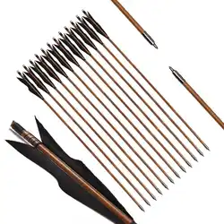 PG1ARCHERY-Handmade Bamboo Archery Arrows, 5 Inches Turkey Feathers, Recurve Bow, Straight Bow, American Bow, Outdoor Hunting