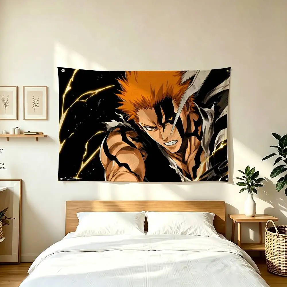 B-BLEACH Ichigo K-Kurosaki Anime  Flags for Bedrooms Home Decor Items Outdoor Decors Garage Decoration Flaga