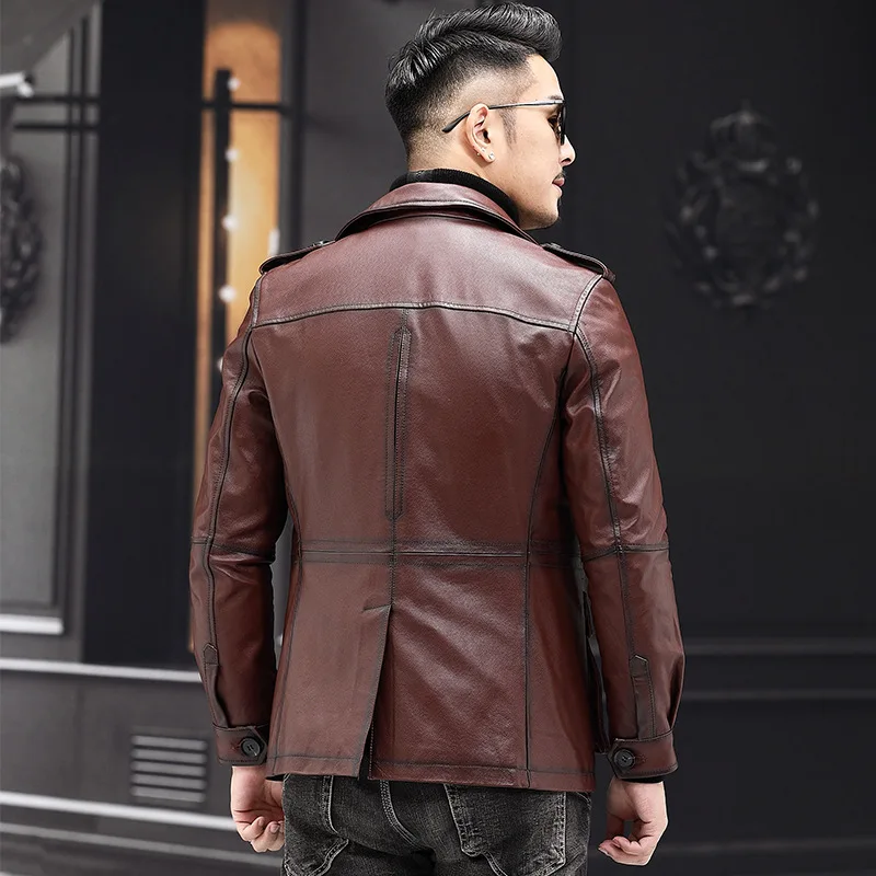 Tcyyeek Genuine Leather Jacket Men Autumn Winter Clothes Top Layer Cowhide Coats Men's Down Coat 2024 Hunting Casaco Masculino