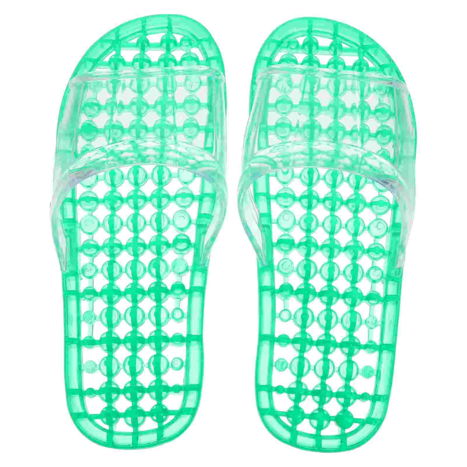 

Slippers Comfortable Simple Massage Draining Bathroom Sandals Quick-drying Green Pvc Household Hollowed-out Design