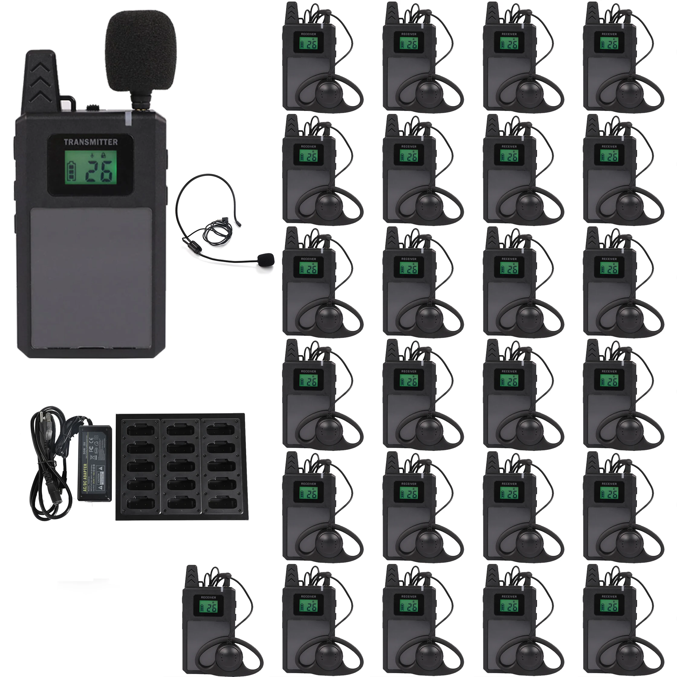 Wireless Audio Guide System 613R Tour Guide System UHF Long Range for Conference Travel Agency Simultaneous Interpretation