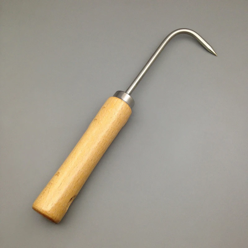 1pcs  21.5cm Firm Carbon Steel Bonsai Tools Hook Wooden Handle Durable Grass Hook Robust Grass Root Hook