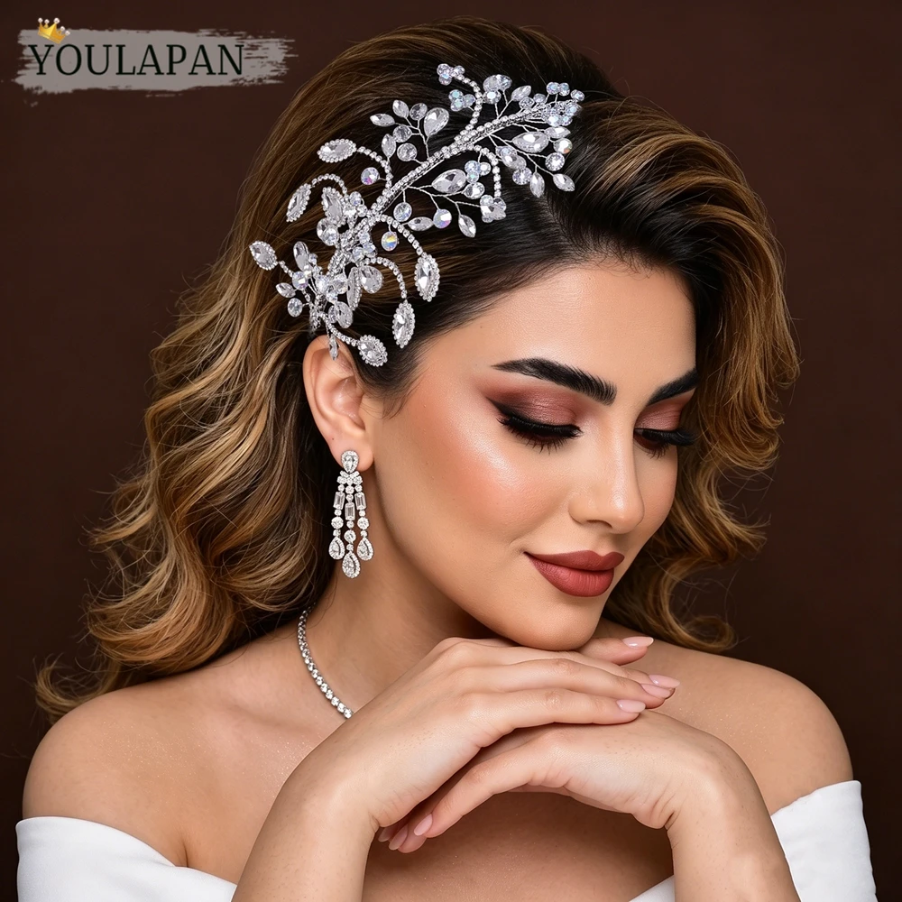 YouLaPan AB Crystal Bridal Headband Luxury Rhinestone Hair Hoop For Bridesmaid Wedding Banquet Tiaras Hair Accessories HP1035