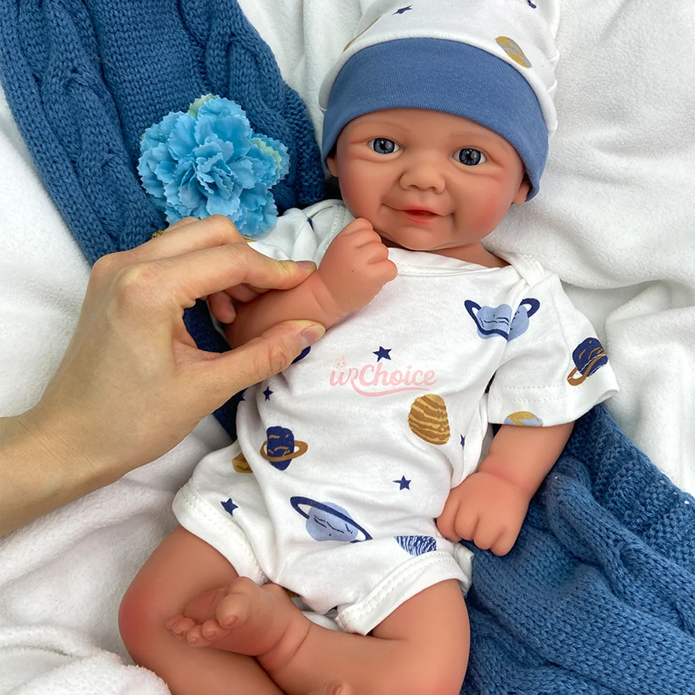 18 inch Vivienne volledig siliconen Bebe Reborn meisje/jongen pop blauwe ogen en handgeschilderde levensechte pasgeboren pop voor kinderen verjaardagscadeaus